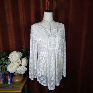 Indigo Soul Velvet Burnout Top Tunic Whimsigoth Grunge‎ Regency Fairy Romantic M